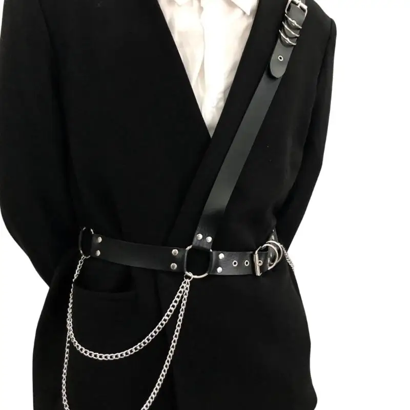 31BB Concert Outfit Belt Harness with Black Straps and Metal Hardware for Layered Fashion, Daily Styling, and Photo Looks