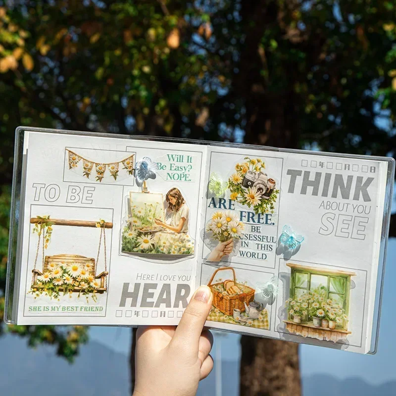 20 個春緑デイジー春の庭の植栽庭の背景スクラップブックカット文具ステッカー用品 137*85 ミリメートル