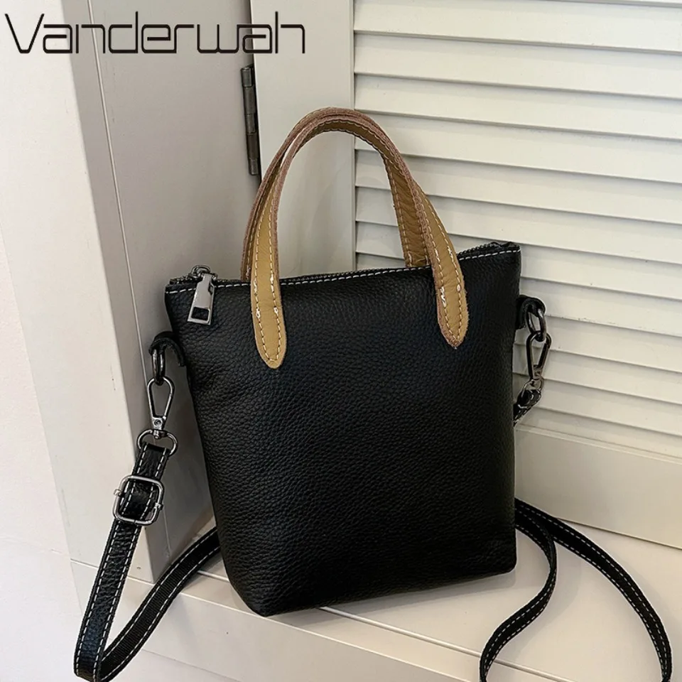 

Модная женская сумка через плечо из 100% натуральной кожи, легкая маленькая сумочка из натуральной кожи, повседневный двухцветный дизайн