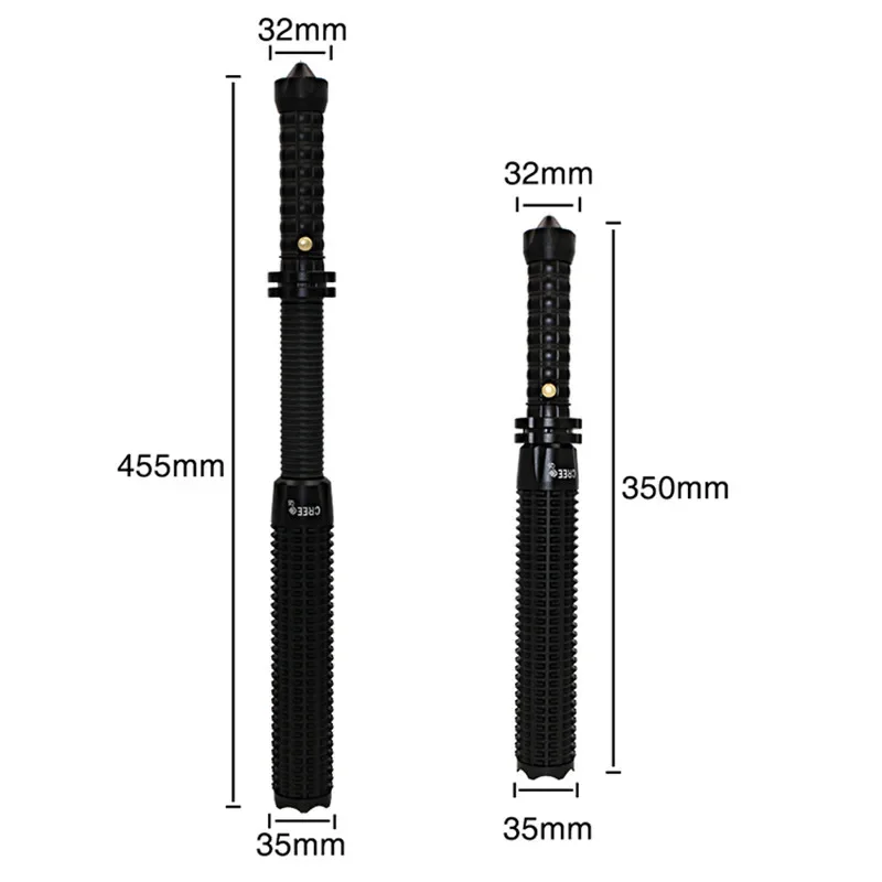 Aluminum Alloy Charge Telescopic Zoom Mace Flashlight Self-defense Security Patrol Safety Hammer Strong Lighting LED Light Tool