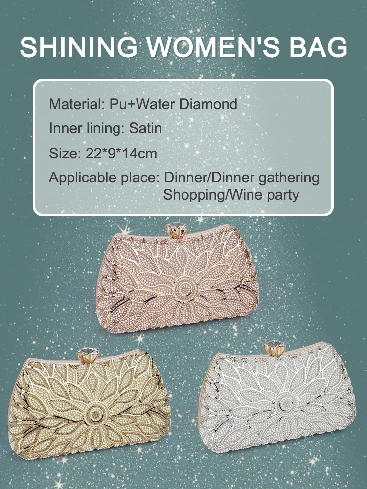 Party Banquet Glitter Handbags Fashion Elegant Crystal Bridal Wedding Clutch Bags Luxury Rhinestone Women Evening Clutches Bag