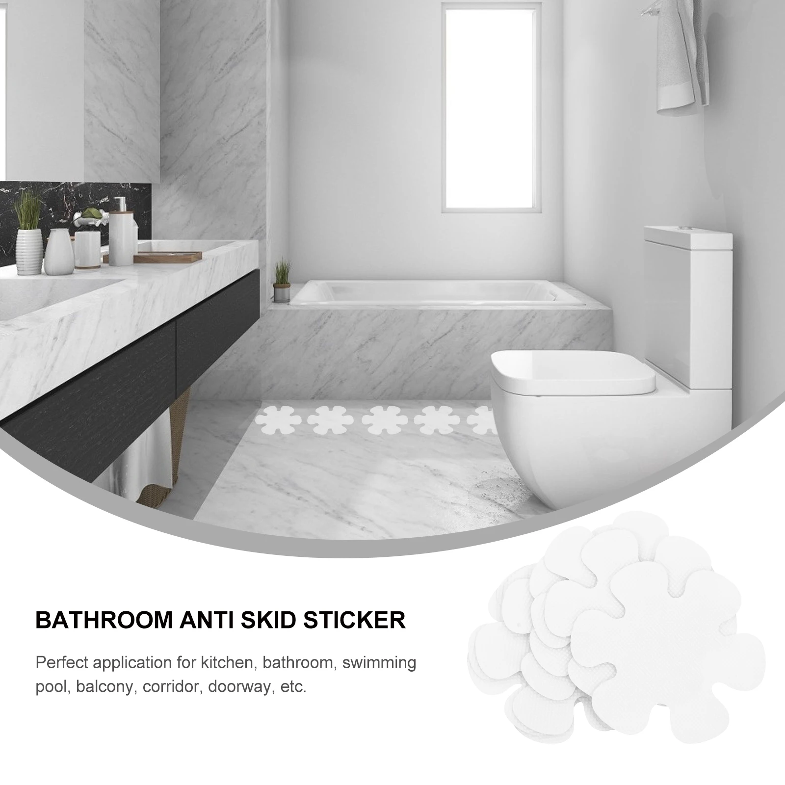 

16pcs Bath Safety Anti-Slip Stickers Non-Slip Shower Pads For Bathroom Kitchen Pool Balcony Corridor Stairs Transparent Easy Diy