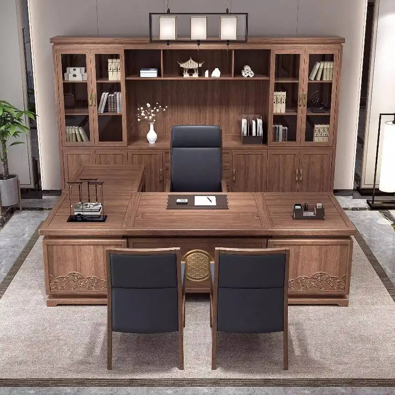 Bruin opbergruimte Executive bureau Moderne luxe grote lades Computerbureau Staande verstelbare Scrivania werkstationtafel