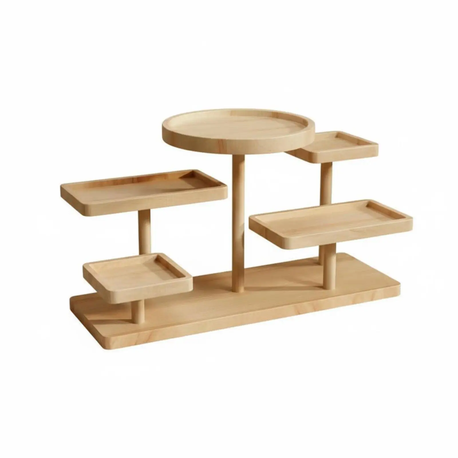 Multi-Tier Wooden Display Stand Solid Wood Wooden Step Shelf Stable Structure