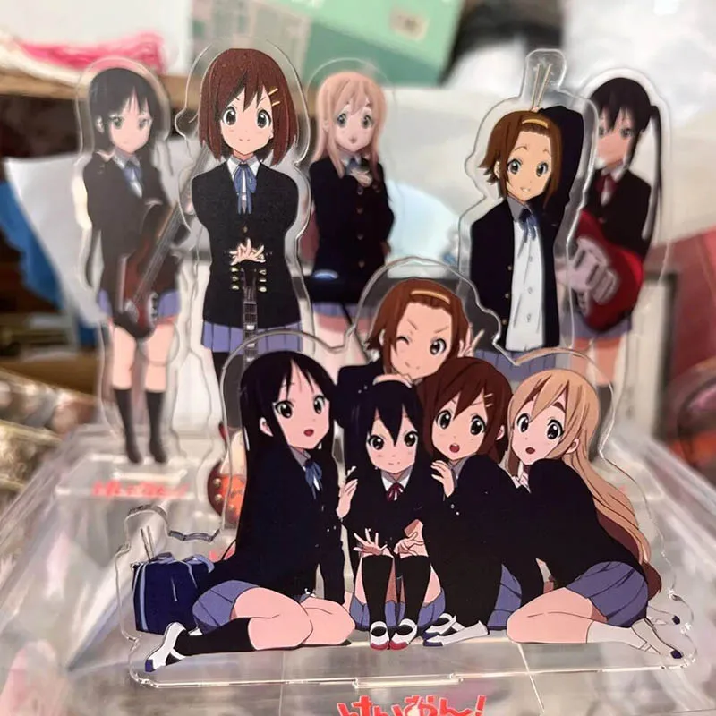 Anime K-ON Hirasawa Yui Akiyama Mio Tainaka Ritsu Kotobuki Tsumugi Nakano Azusa Cosplay Piastra in piedi Figura Stand Ornamento