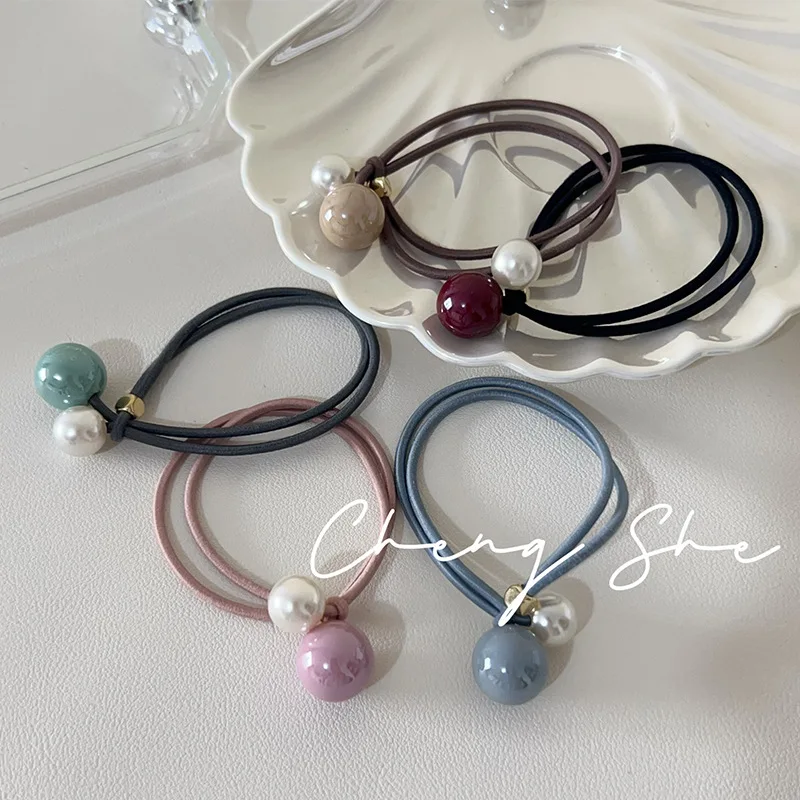 Elastiques-a-cheveux-coreens-colores-avec-perles-minimalistes-et-elegants-pour-queues-de-cheval-tendance-polyvalents-pour-femmes-usage-quotidien-cadeau