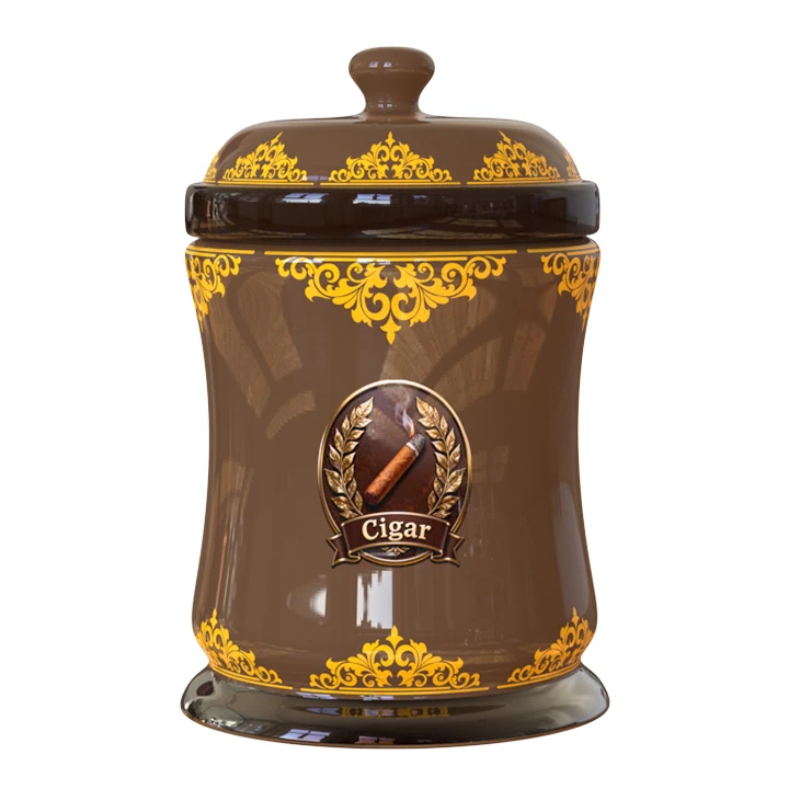 Wholesale Highlight Glazed Ceramic Cigar Storage Jar OEM Deodorant Durable Humidor for Luxury Cigar Collections