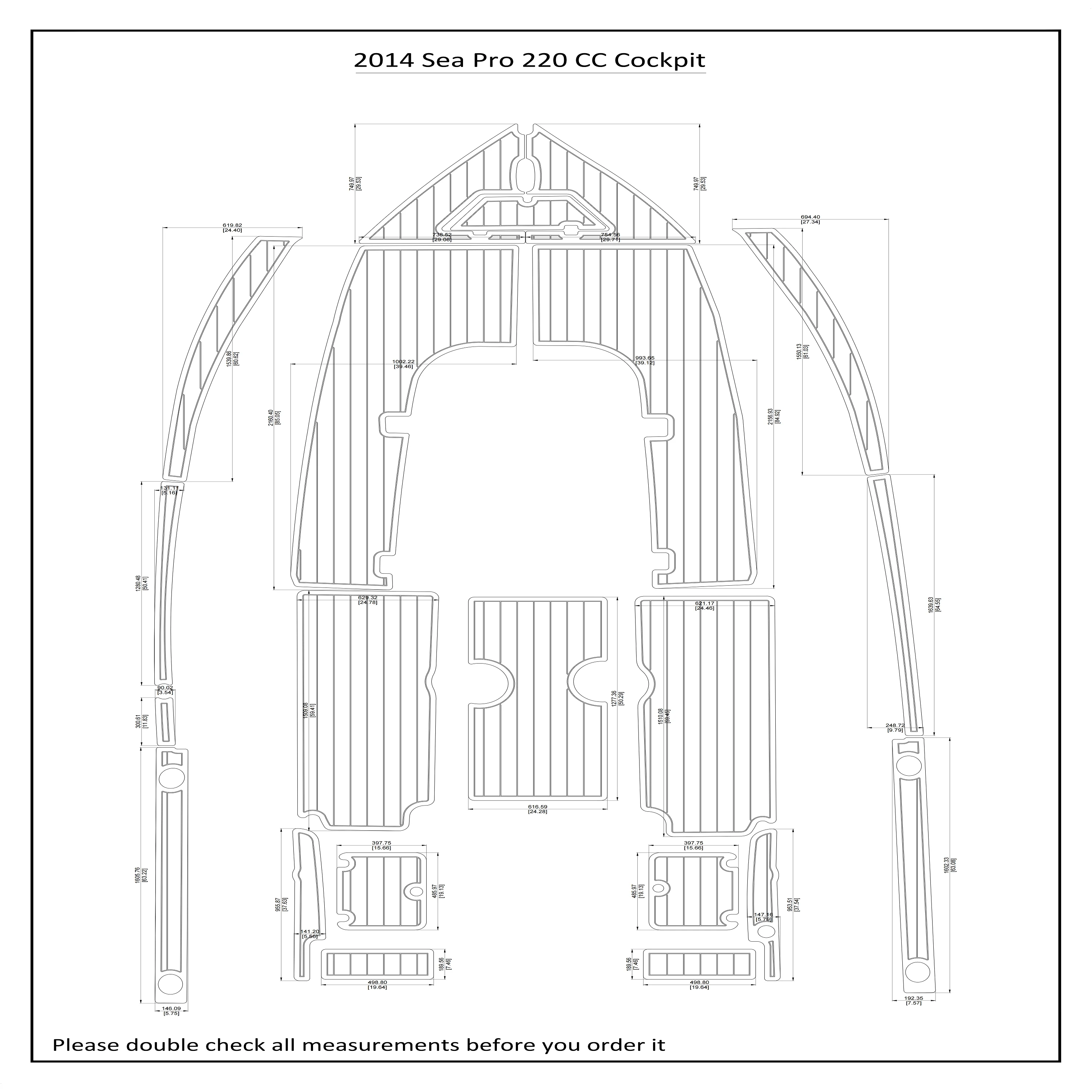 2014 Sea Pro 220 CC Cockpit Boat EVA Faux Teak Deck Floor Pad