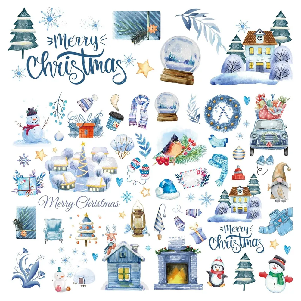 Christmas Winter Rub on Transfers Labels for DIY Home Decor 8.3x11.7Inch Snowman Gift Rub on Decals Snowflake Transfer Stickers