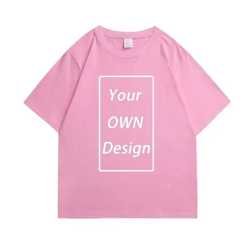 Custom Your Own Logo Pink Tshirt 100% Cotton