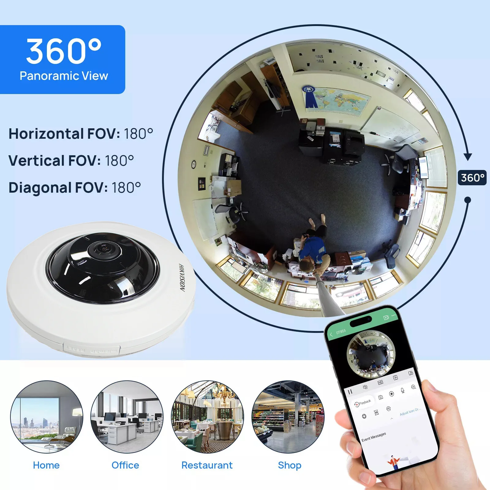 Original Hikvision 5MP Fixed 180° Fisheye Network Camera  DS-2CD2955G0-ISU 1.05mm MICphone POE IP camera