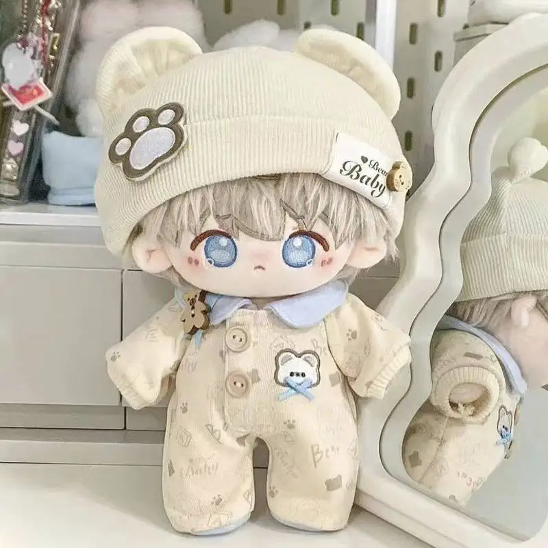 

20cm Plush Doll Clothes Cute Lovely Bear Ear Hat Romper Pajamas Set Replacement Outfit For Stuffed Cotton Doll In Stock