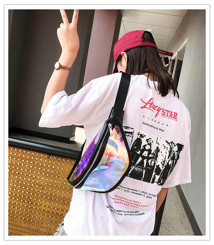 

Holographic Fanny Pack Waterproof Waist Bag Phone Pouch PVC Transparent Travel Storage Crossbody Chest Bag for Women Men Sports