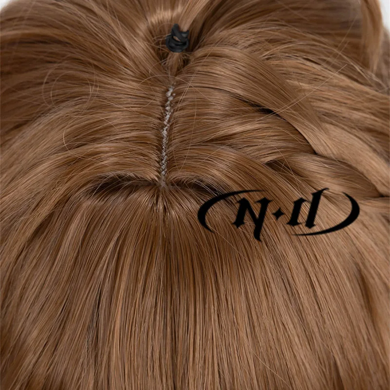 ND Eyjafjalla شعر مستعار تأثيري لعبة الفرسان تأثيري شعر مستعار بني طويل الشعر مع الأذن لجميع القديسين جزء مقاومة للحرارة الاصطناعية