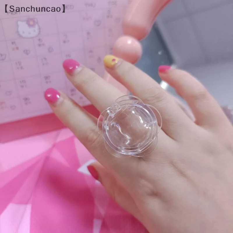 〔San〕3.5g Empty Plastic Lip Scrub Jars Ring Shaped With Cover Balm Mask Skin Care Container Cute Blush Jar Cosmetic Jars