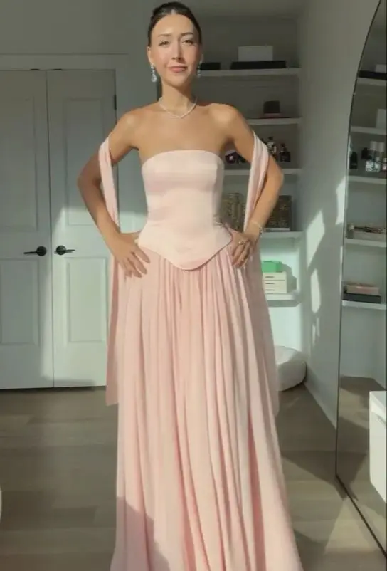 Vestidos de fiesta rosas elegantes de Arabia Saudita personalizados, vestido de noche de fiesta sin tirantes y vestido para ocasiones formales hasta el suelo