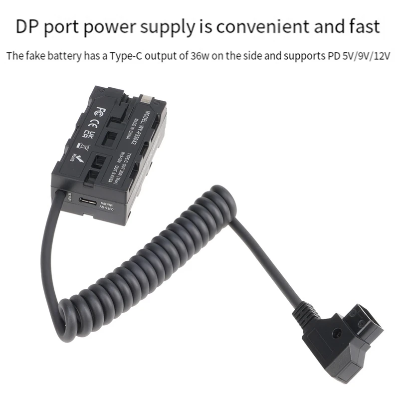 For DSLR F970/F750/F530/F330 Accessories Parts D-TAP To Dual F550 Analog Convenient Portable Dummy Battery Monitor Power Cord