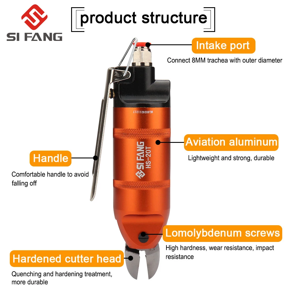 HS-20 Pneumatic Scissors 1370N Shear Cutting Tools Pliers Cutter forfor Cutting the Plastic, Iron, Copper and other Wires