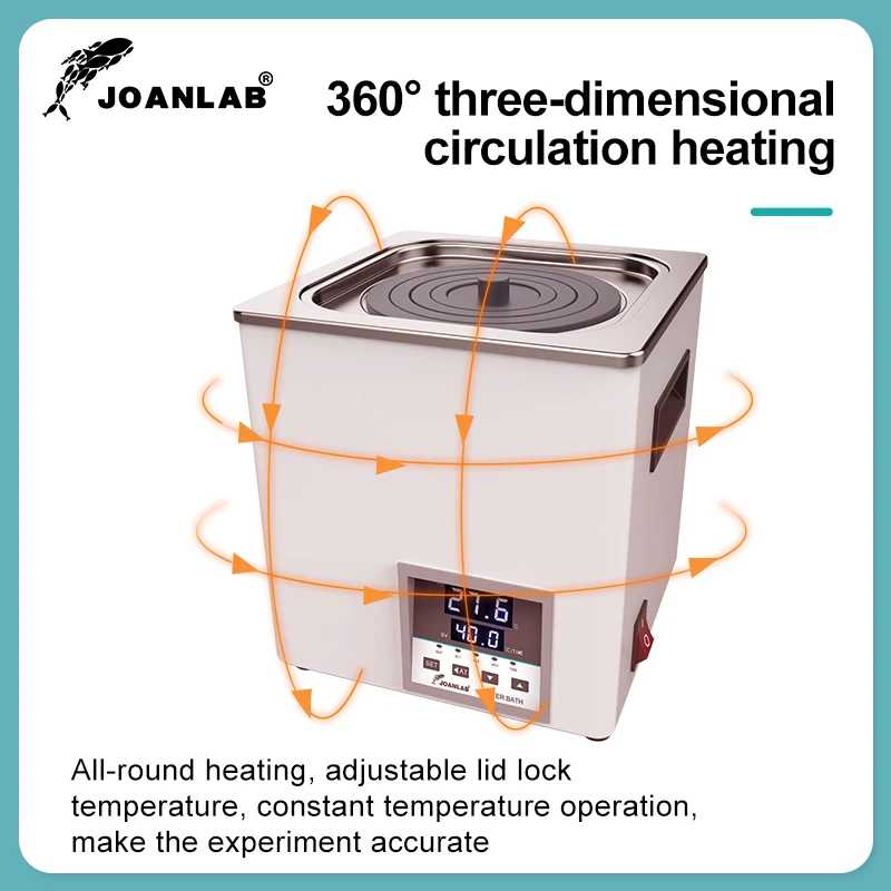 JOANLAB Laboratory Water Bath Constant Temperature Digital Display Heater Lab Equipment Thermostat Tank Single Hole 110v 220v