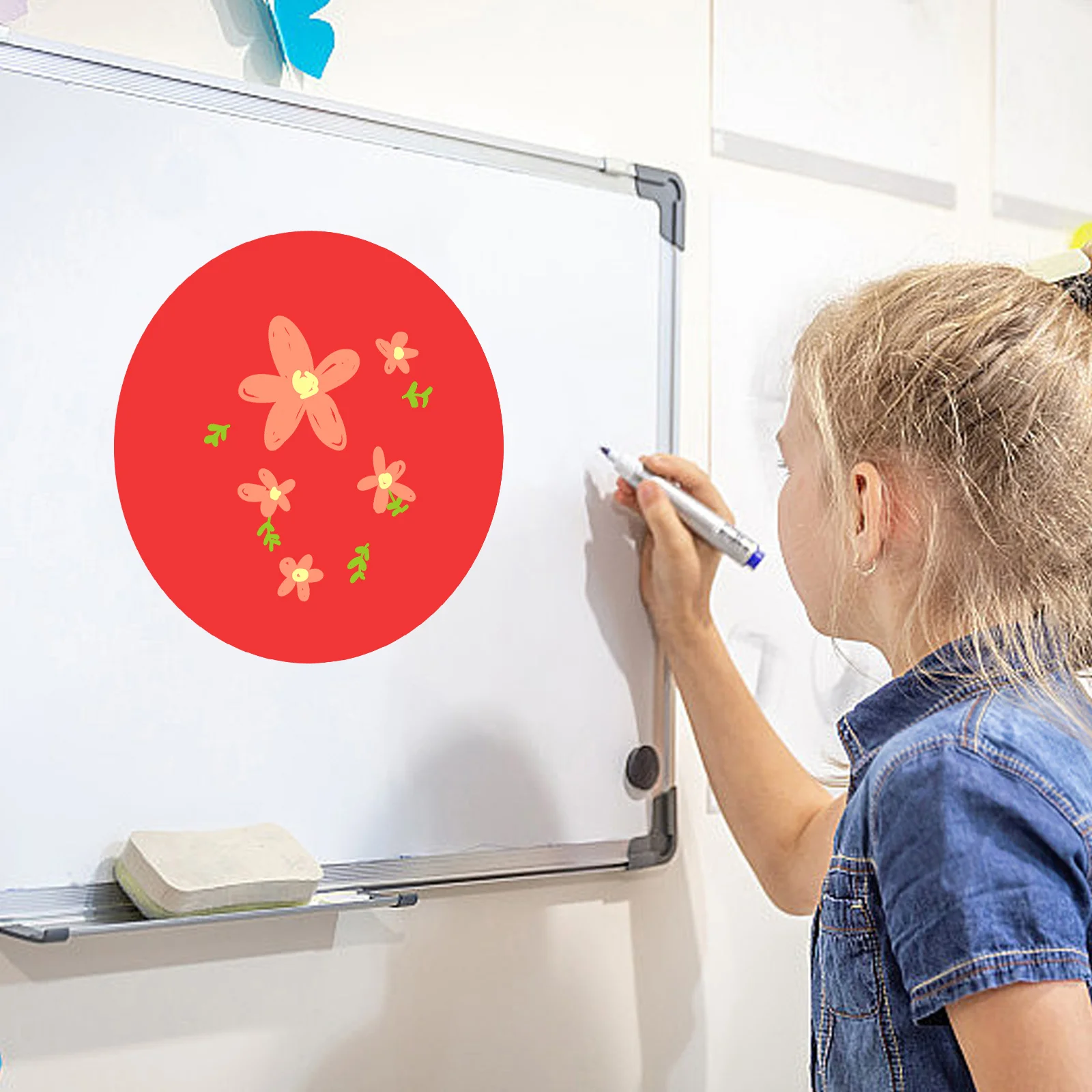 

12 Sheets Dry Erase Dots Self-Adhesive Colored Board Stickers for Classroom Tables Walls Writing Drawing Learning Aid