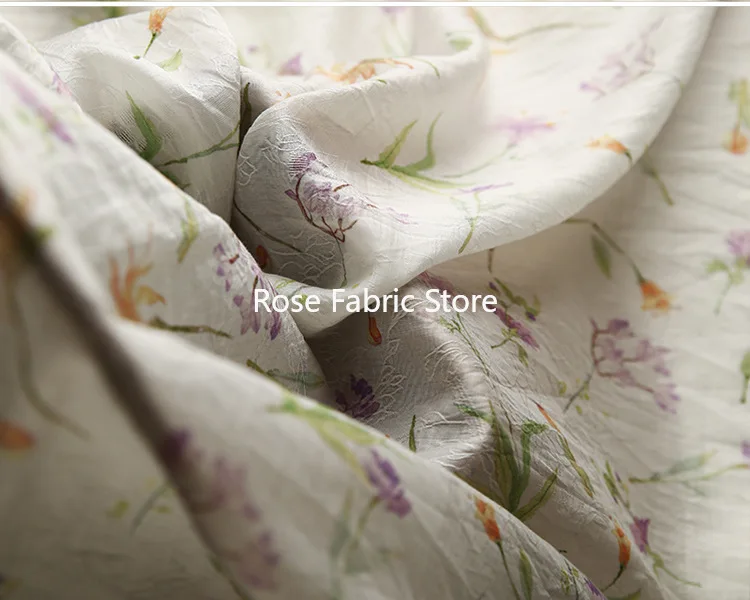 

1 Meter Silk Dyed Little Flower Jacquard Fabric Elegant Dress Cheongsam Hanfu Diy Sewing Cloth