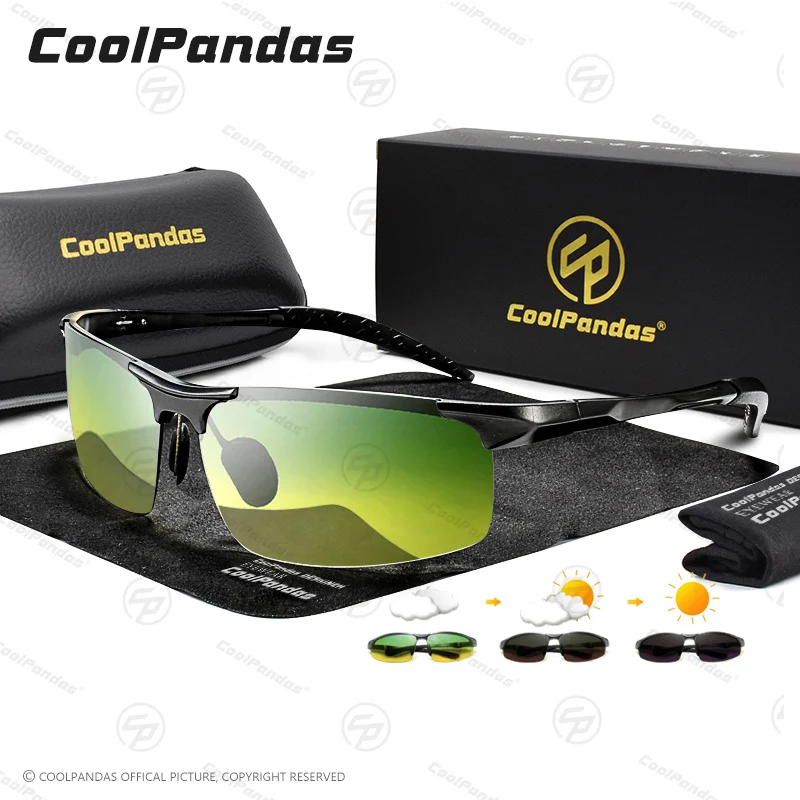 Aluminium Rahmen Photochrome Sonnenbrille Männer Polarisierte Tag Nacht Sicherheit Fahren Anti-glare Gläser Chameleon Brille Oculos de sol