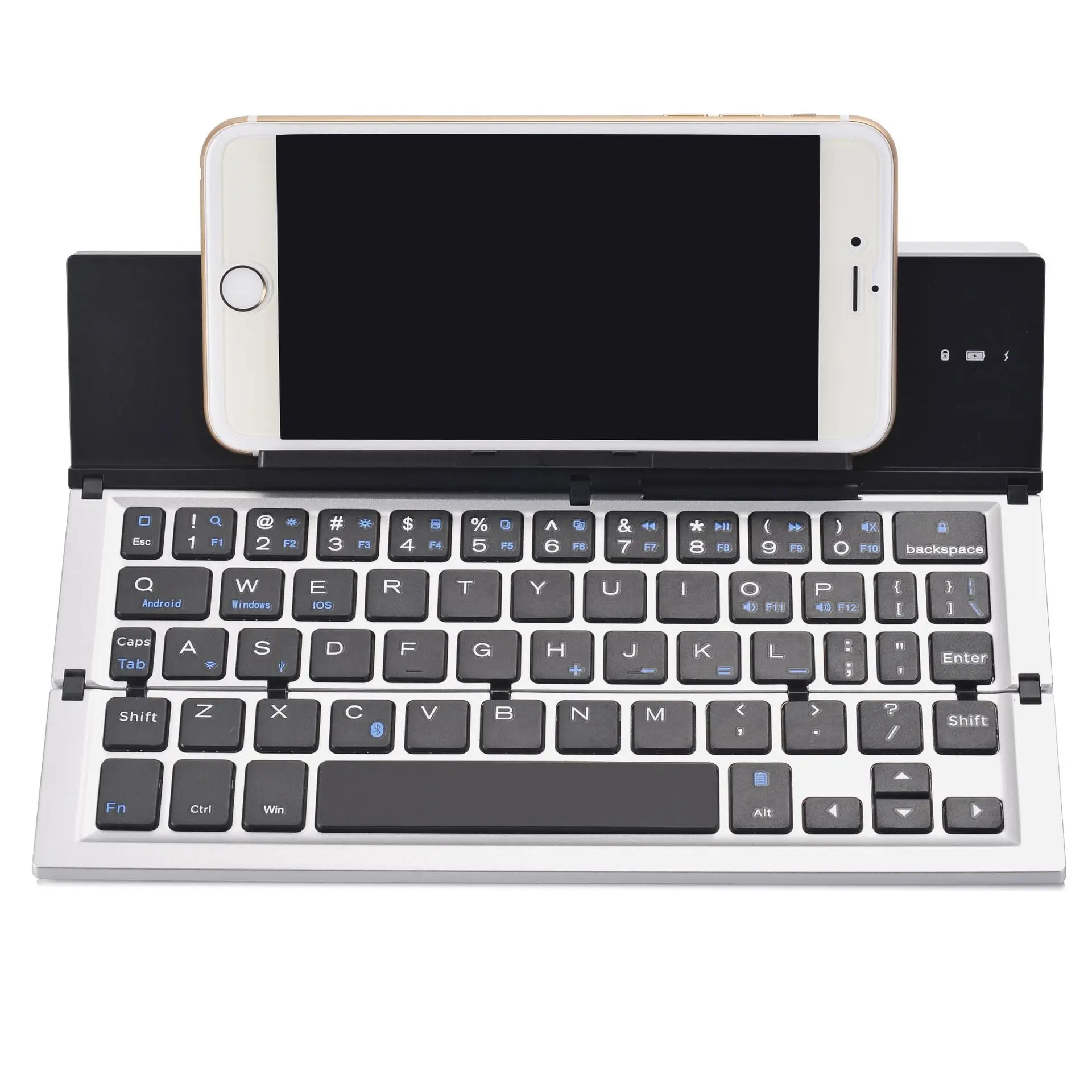 Trifold telefono cellulare tablet computer tastiera e mouse in lega di alluminio tastiera bluetooth IOS Android sistema Windows universale