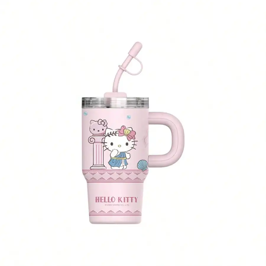 Sanrio 830ml Insulated Tumbler Large Capacity Stainless Steel with Straw Handle Hot Cold Travel Mug Hello Kitty Cinnamoroll Gift