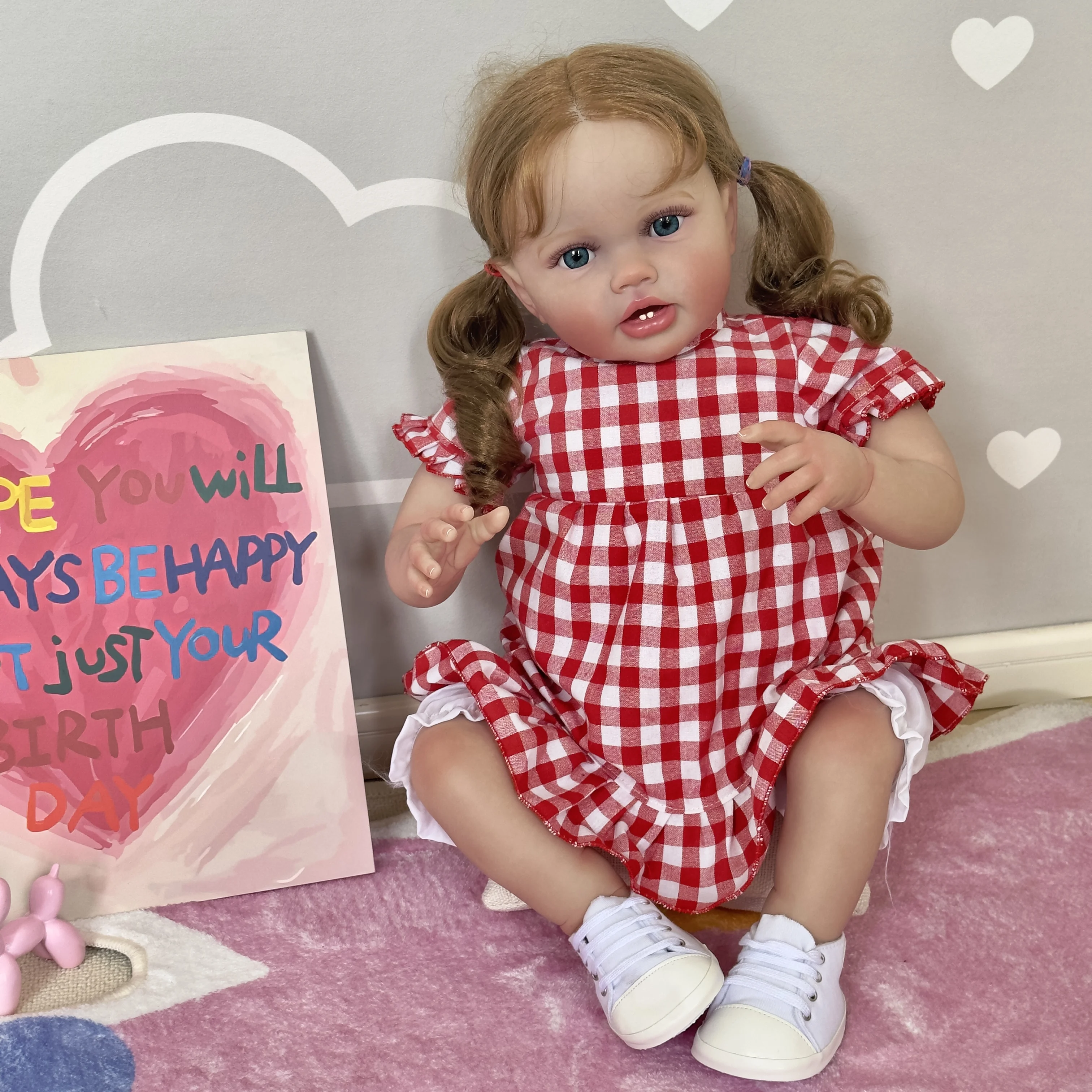 

NPK 60CM High Quality Reborn Doll lifelike real Baby Reborn Toddler Popular Girl Doll Soft Cuddle Body with Hand rooted hair