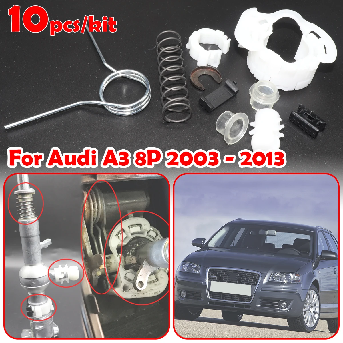 

Gear Shifter Selector Lever Shaft Gear Stick Spring Bushing For Audi A3 8P 2003 - 2013 MT Shift Issue Fix Linkage End Gearstick