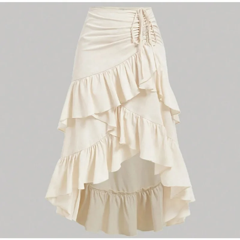 

Женская многоярусная юбка с асимметричными оборками и завязками, летняя, однотонная, элегантная, для отпуска