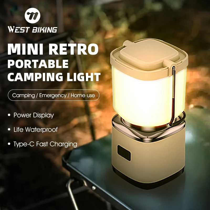 

WEST BIKING Mini LED Camping Lamp Portable Emergency Light Waterproof Hanging Lamp Type-C Charging Outdoor Tent Travel Tools