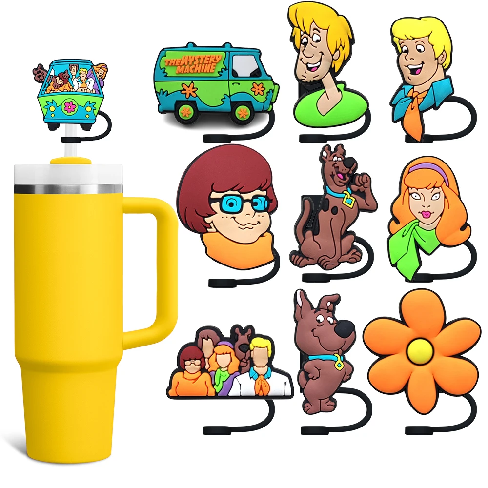 1-6PCS Classic cartoon dog Straw Cover Cap 8-10MM Drinking Cup Accessories Splash Proof Drink Fit Cup Straw Cap Chms party Gif