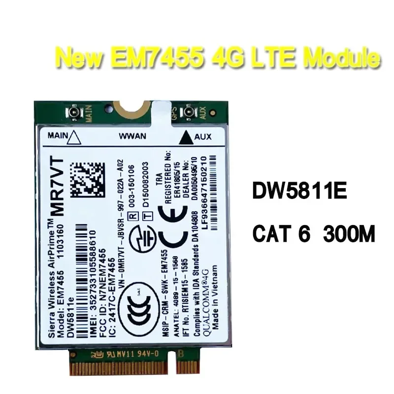 Wireless Airprime EM7455 DW5811e CAT6 4G Module for DELL E7270 E7470 E7370 E5570 E5470 Wireless FDD/TDD Gobi6000