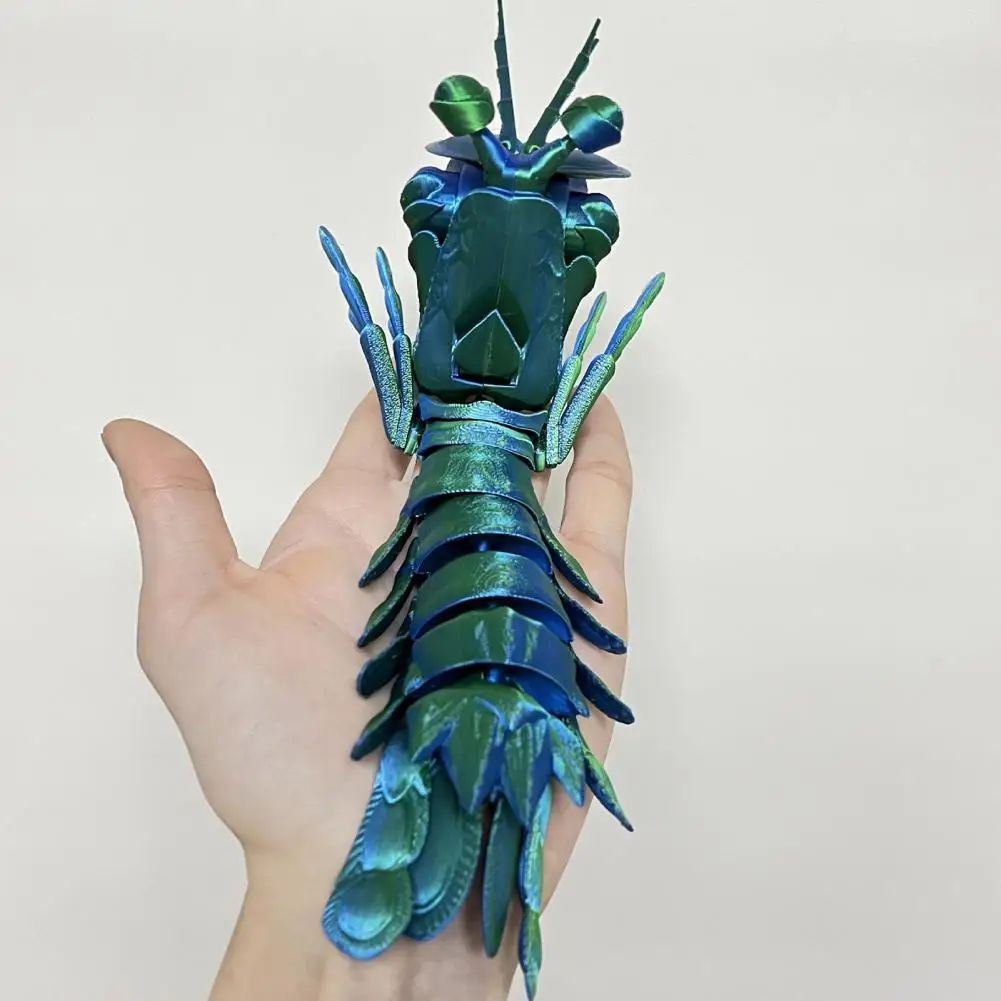 Mantis Shrimp Fidget Toy Anxiety Relief Shrimp with Movable Joints And Retractable Claws 3D Printed Articulated Shrimp Figurine