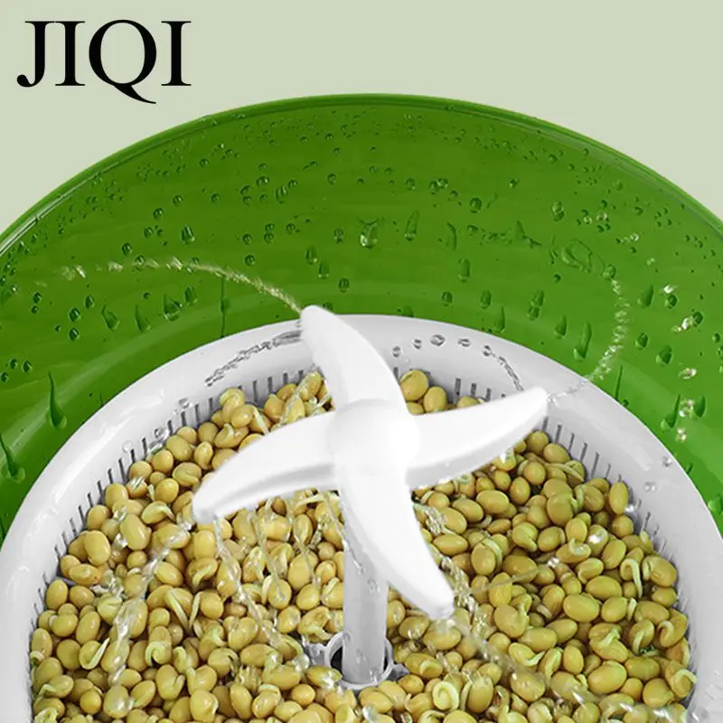 JIQI Intelligent Bean Sprouts Maker 2/3 Layer Automatic Electric Germinator Thermostat Green Vegetable Seed Growth Bucket 220V