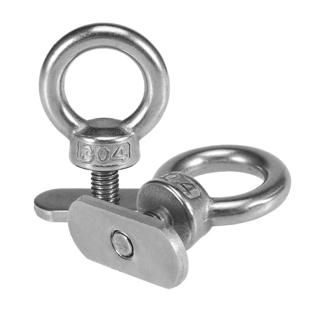 Stainless Steel 2pcs Track Mount Kayak Tie Down Eyelet Track Mount Tie Up Eyelet Kayak Tie Down Eye Bolt for Bungee Cord Rope