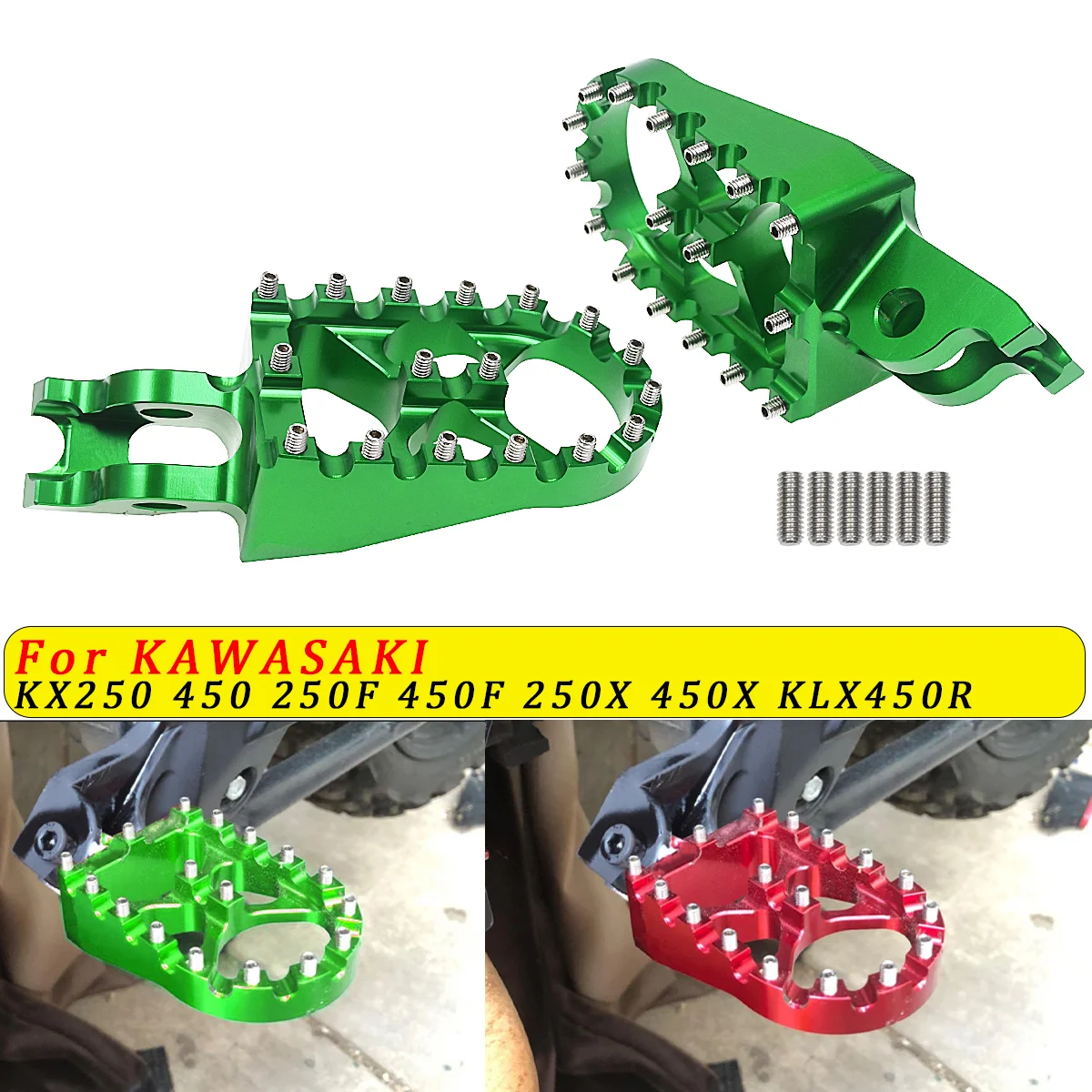 CNC Footrest Foot Pegs Footpegs Rests Pedals For kawasaki KX250 KX450 KX250F KX450F KLX450R KX250X KX450X 2006-2023 Dirt bike