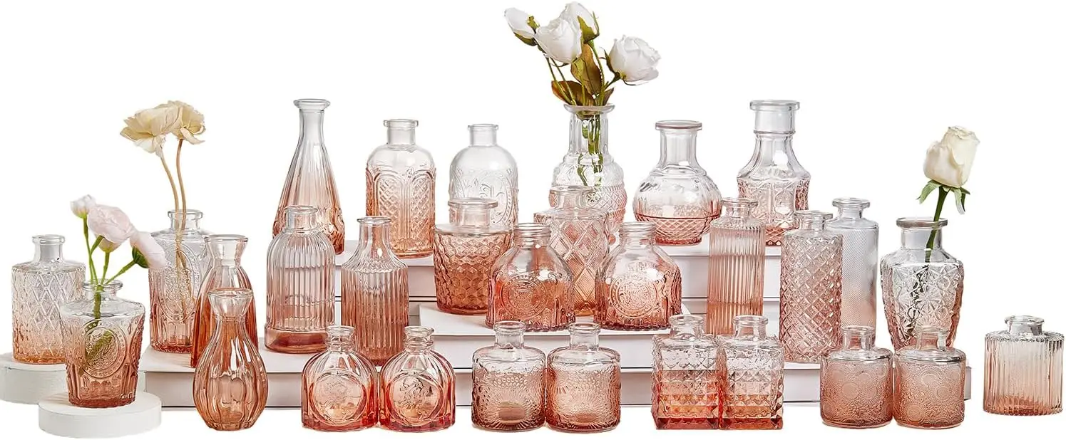 

Glass Bud Vase Set Of 30, Small Flower Vases, Glass Vases For Centerpieces, Vintage Home Table Decorations Bud Vases (30 Pcs