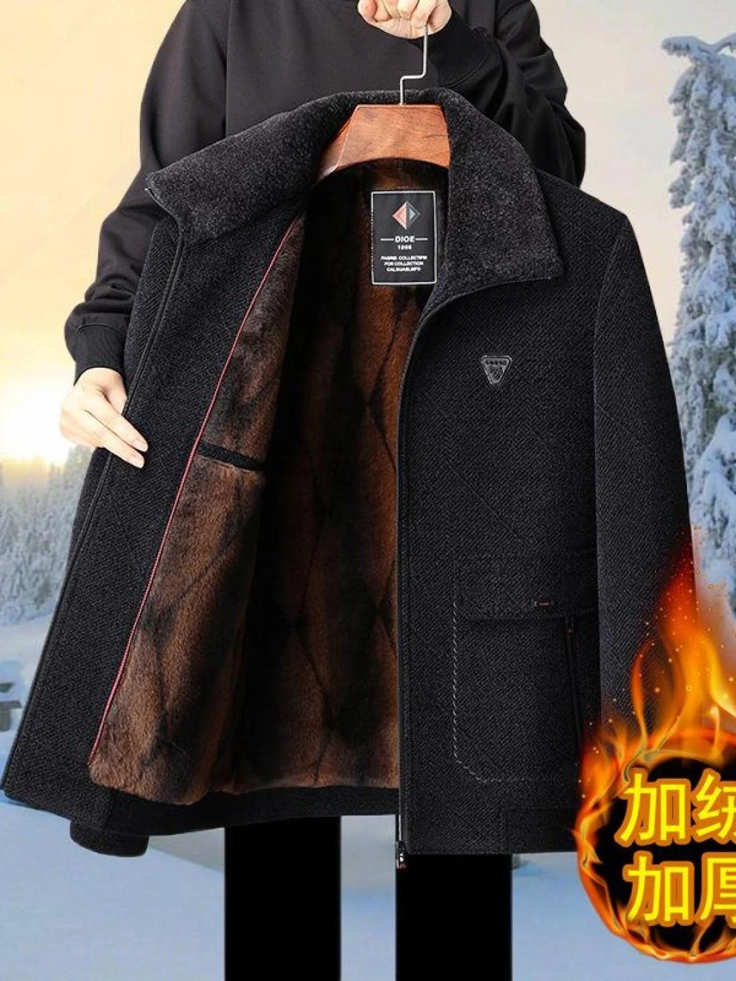 

Comfortable Thiened Cotton Jaet Dad Sle Casual Winter Outerwear for Middle-Aged And ly Men Home Faion Urban Sle