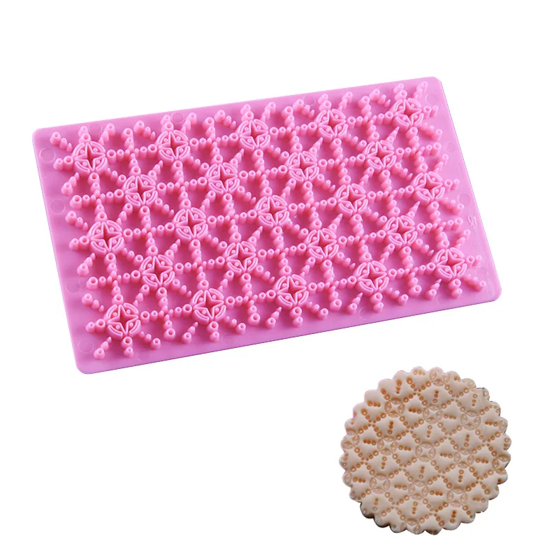 Plastic Printing Biscuits Cake Cookie Cutter Fondant Lace  Decoration Petal Quilt Embosser Mold  Tools Pastry Baking Hot