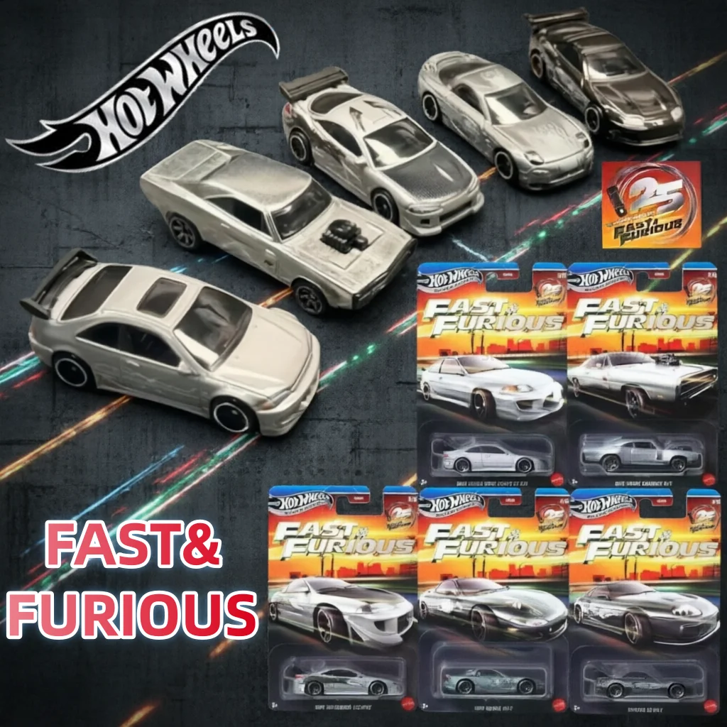 HOT WHEELS Fast & Furious Silver Anniversary Toyota Supra / 1970 Dodge Charger 1/64 Diecast Car Model Collection Gift Toy 2026