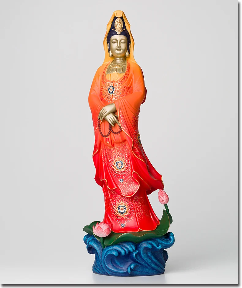 55cm large  Limited Edition Home TOP Collection family Effective Blessing Handmade color brass Sculpture Guanyin Buddha statue