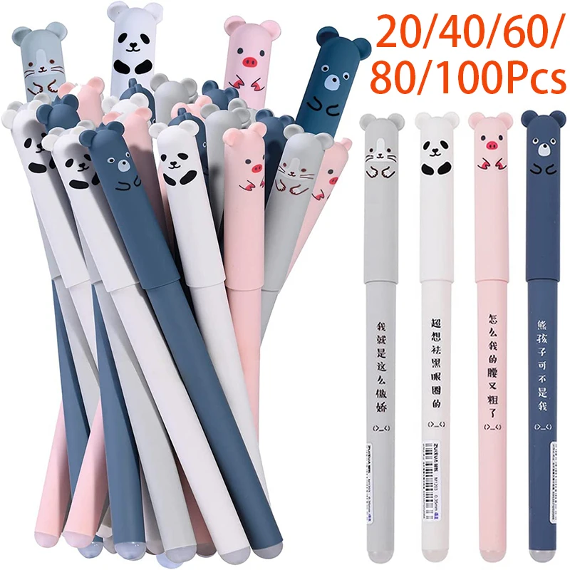 20-100Pcs Cartoon Cute Animal Neutral Pens Student Erasable Neutral Pen Office Writing Pens Erasable Gel Signature Pen