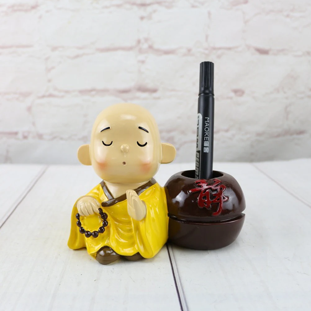 

Resin Ornaments Desk Pretty Holds Monk Craft Organizer Nice Holder Exquisite Desktop Storage Dont See Pen