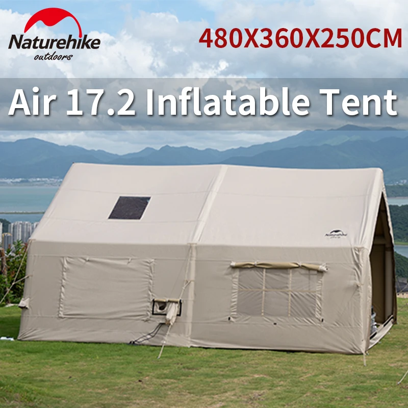 Naturehike 17.2 Air Tent Large Cabin Inflatable Tent Family Outdoor Camping Travel Glamping Big House 1 Room 1 Hall With Chimney