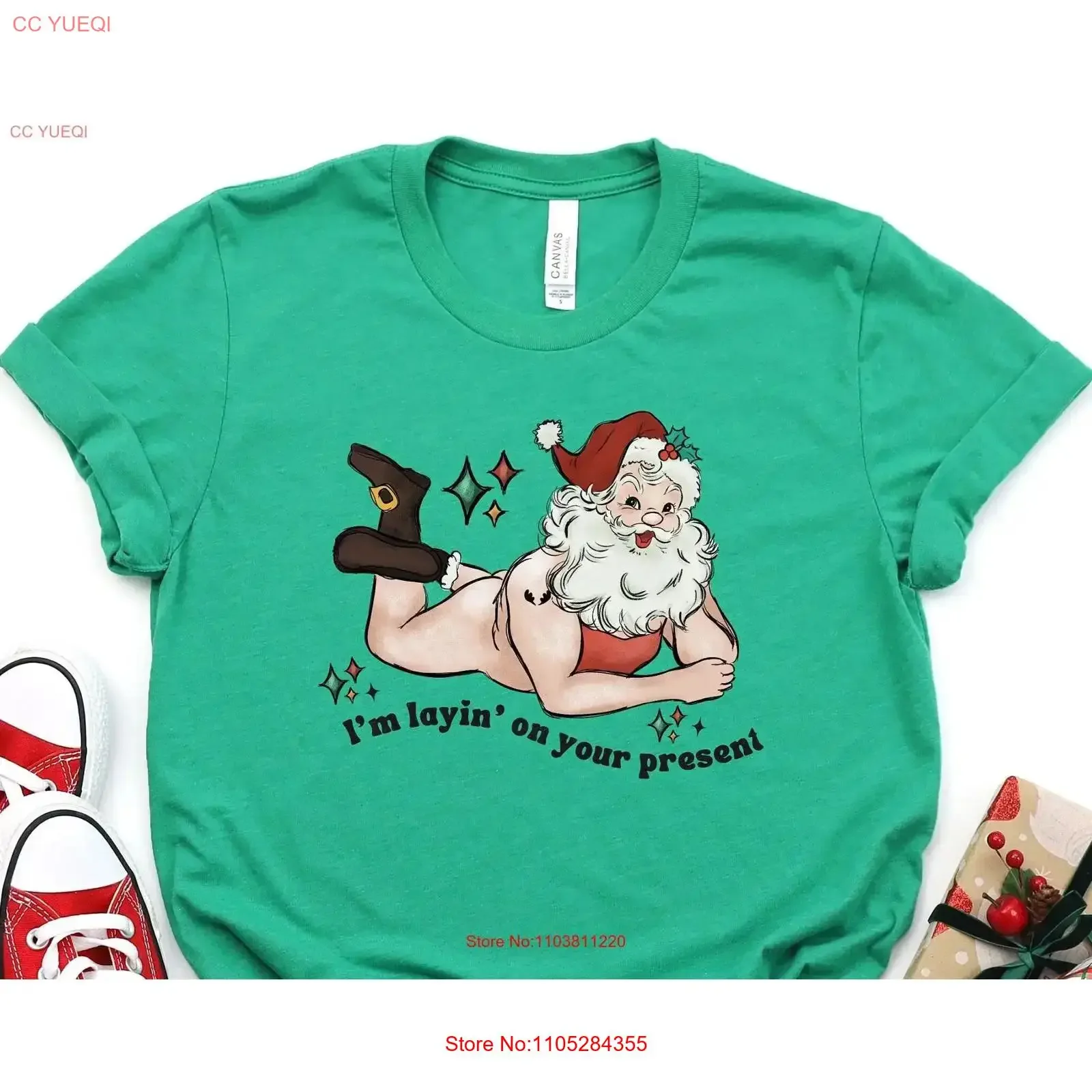 Im Laying on your Present T Shirt dirty Holiday X rated Christmas Xmas tee crude Santa funny vintage Washed streetwear Soft