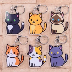 Cute Cats Keychain Arcylic Cartoon Figures Keyrings  Accessories Kids Gift