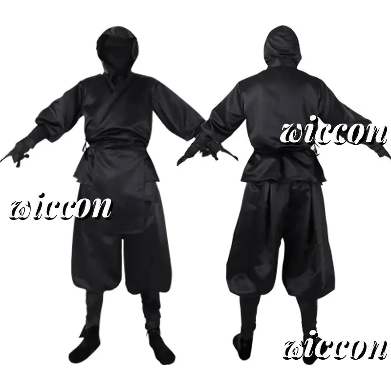 اليابانية النينجا تأثيري حلي الكبار الساموراي الخيال كيمونو مقنعين الأسود الزي الرسمي هالوين كرنفال حفلة البدلة