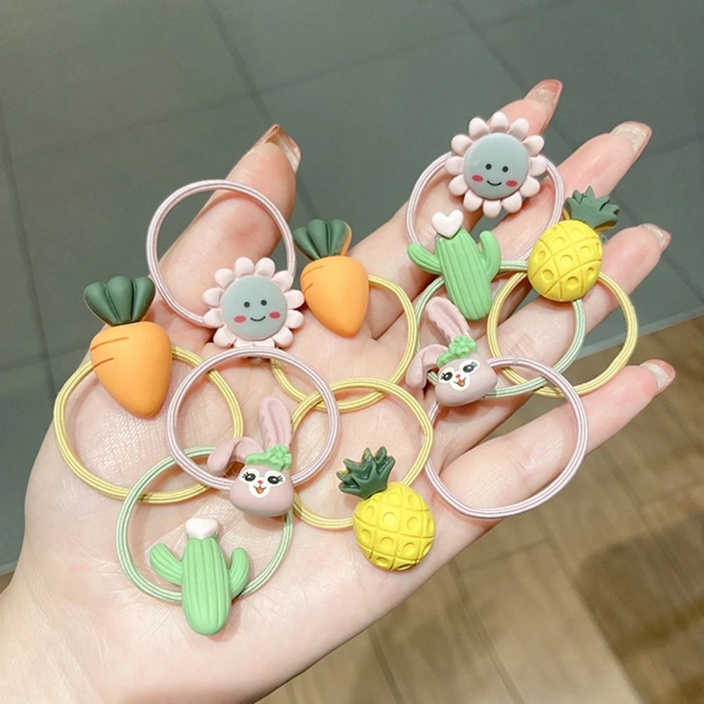 10 Pcs/Set Cute Cartoon Animal Elastic Hair Bands Children Girls Lovely Rubber Bands Ponytail Holder Baby Kids Hair Accessories